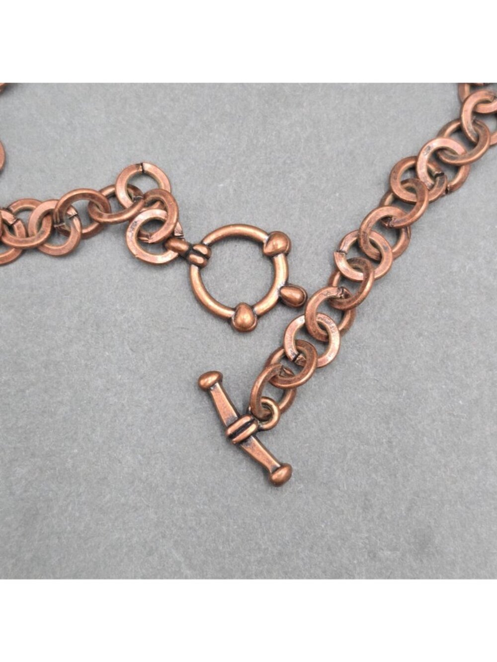Etruscan Revival Copper Plated Stainless Steel Cross Pendant Necklace Rhinestone - Picture 4 of 9